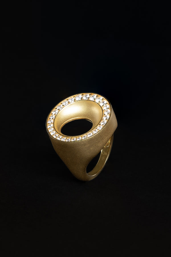 Circle of Life Ring by Ouvelle 18k yellow gold with white diamonds