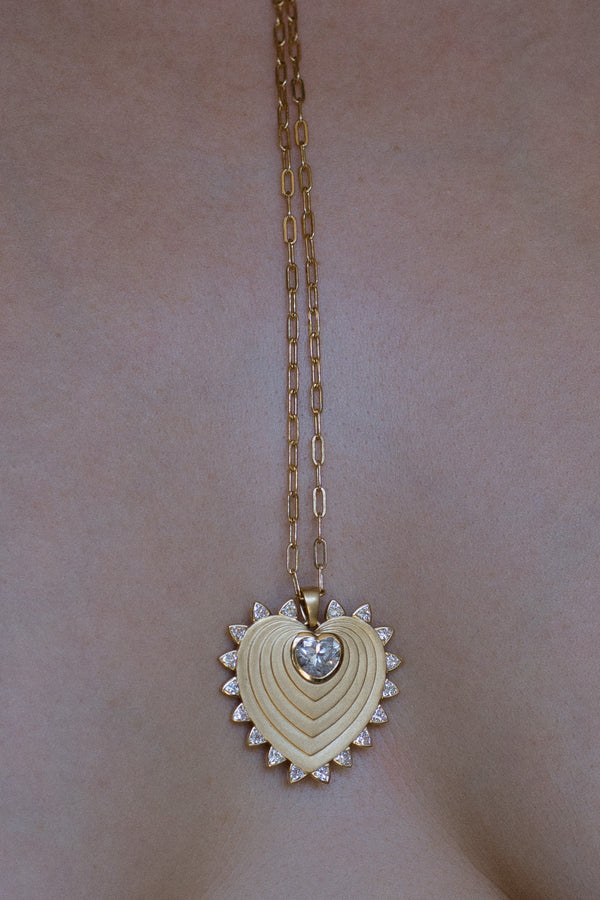 Expanding Heart Trillion Necklace