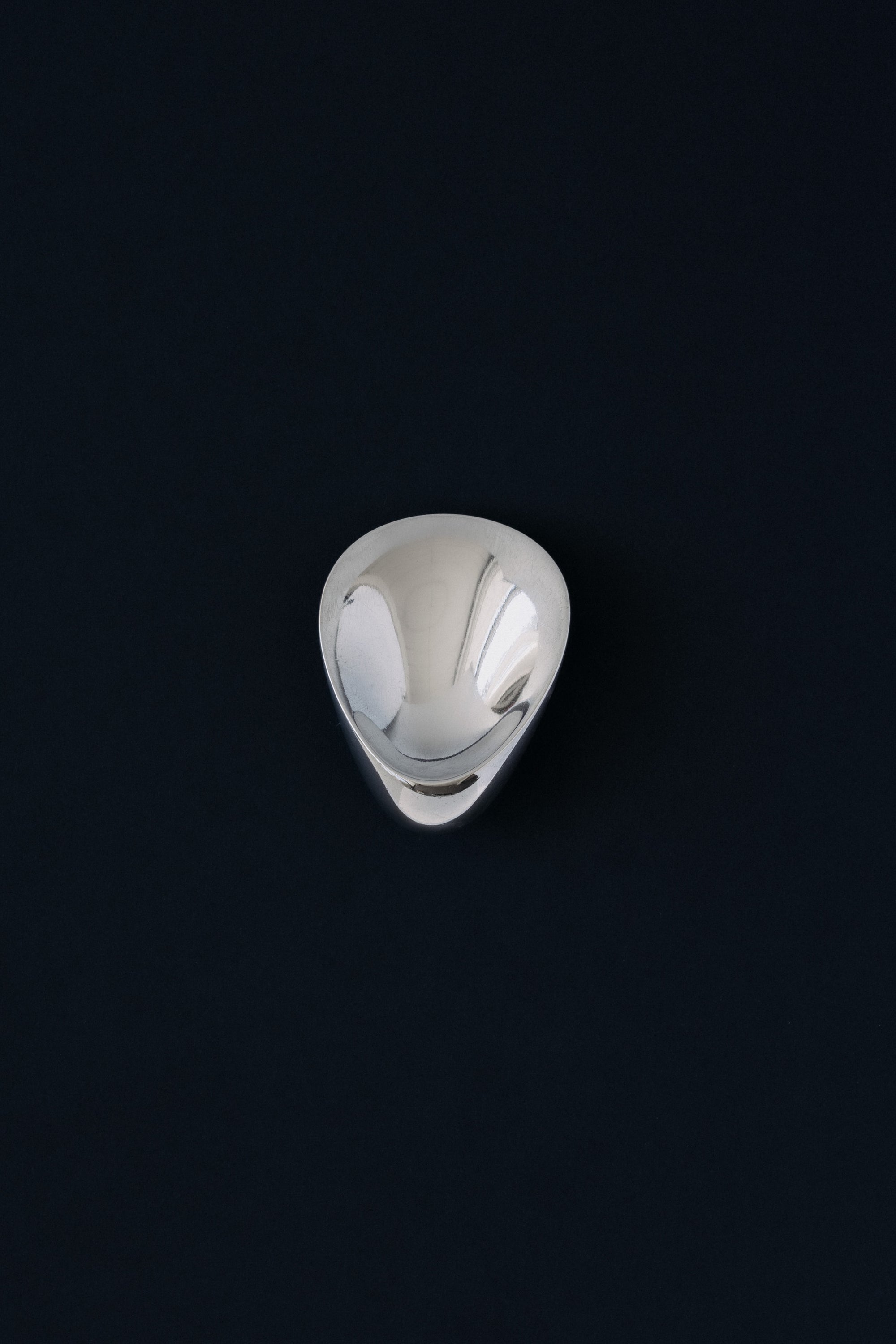 Georg Jensen sterling silver Oyster brooch by Nanna Ditzel, design 328, front view of hollowed shell form
