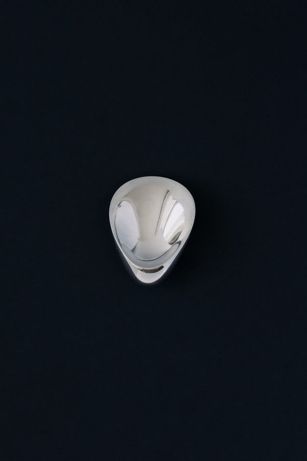 Georg Jensen sterling silver Oyster brooch by Nanna Ditzel, design 328, front view of hollowed shell form