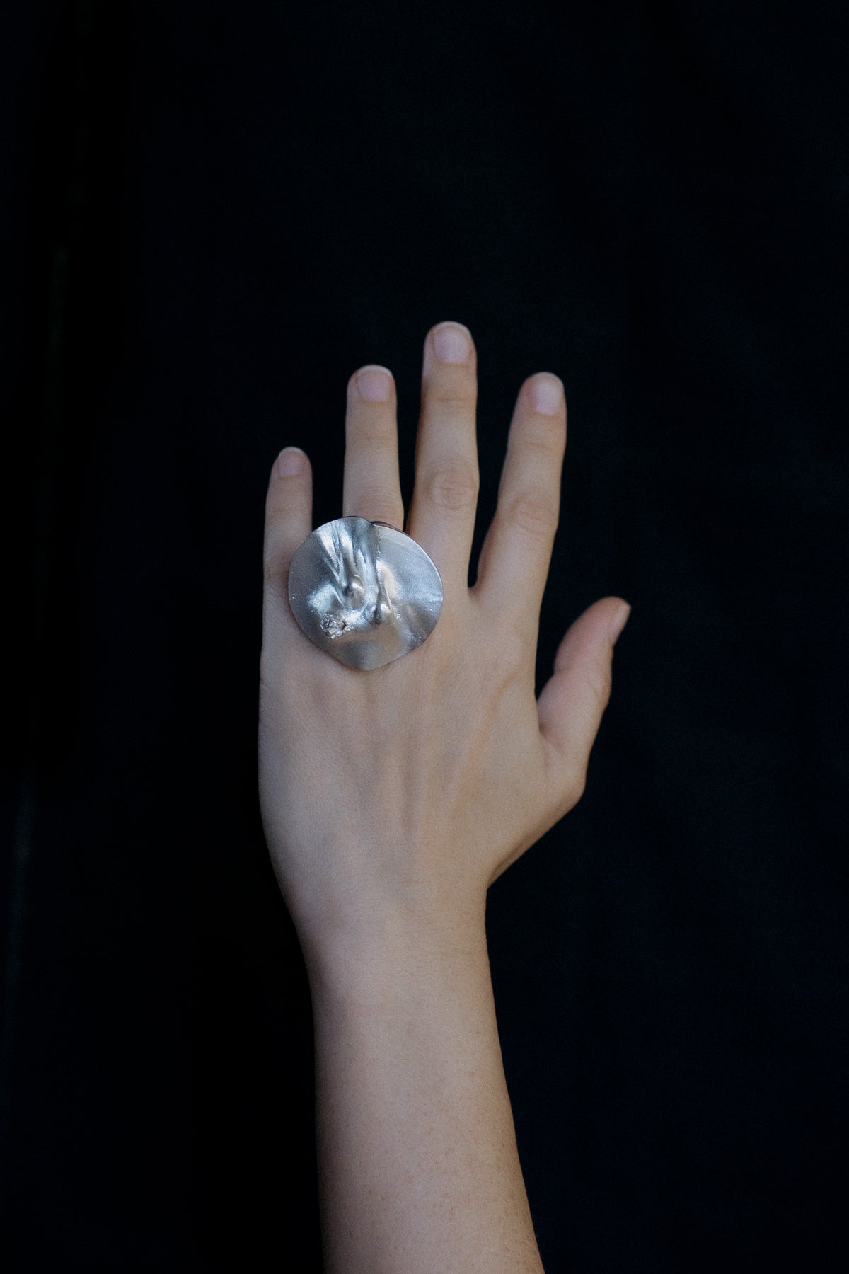 Björn Weckström for Lapponia sterling silver "Into the Clouds" statement ring worn on han