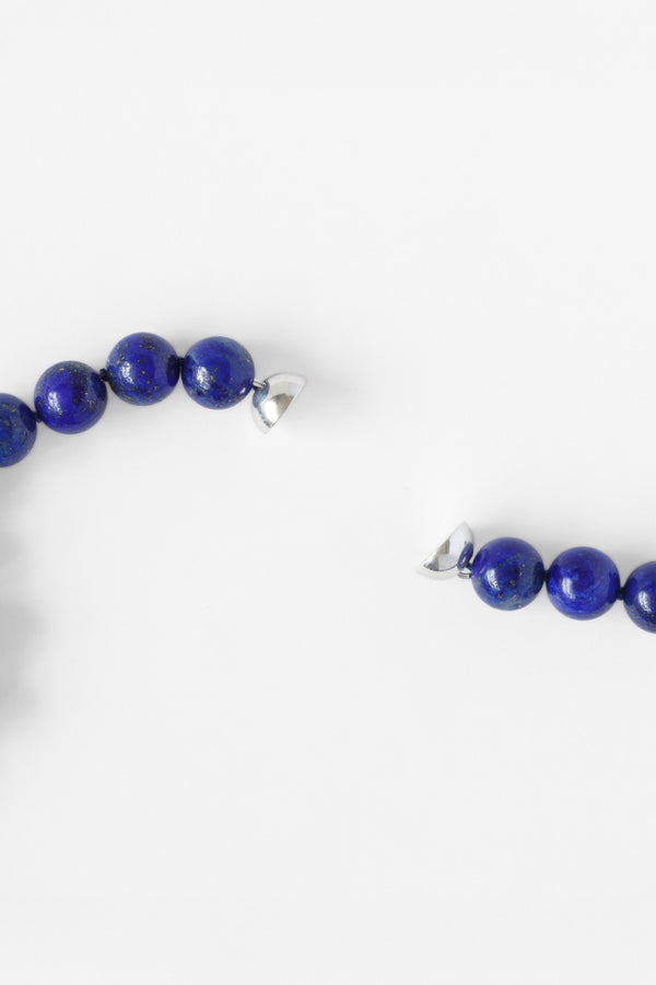 Blue Lapis Necklace Magnetic Clasp on White Background