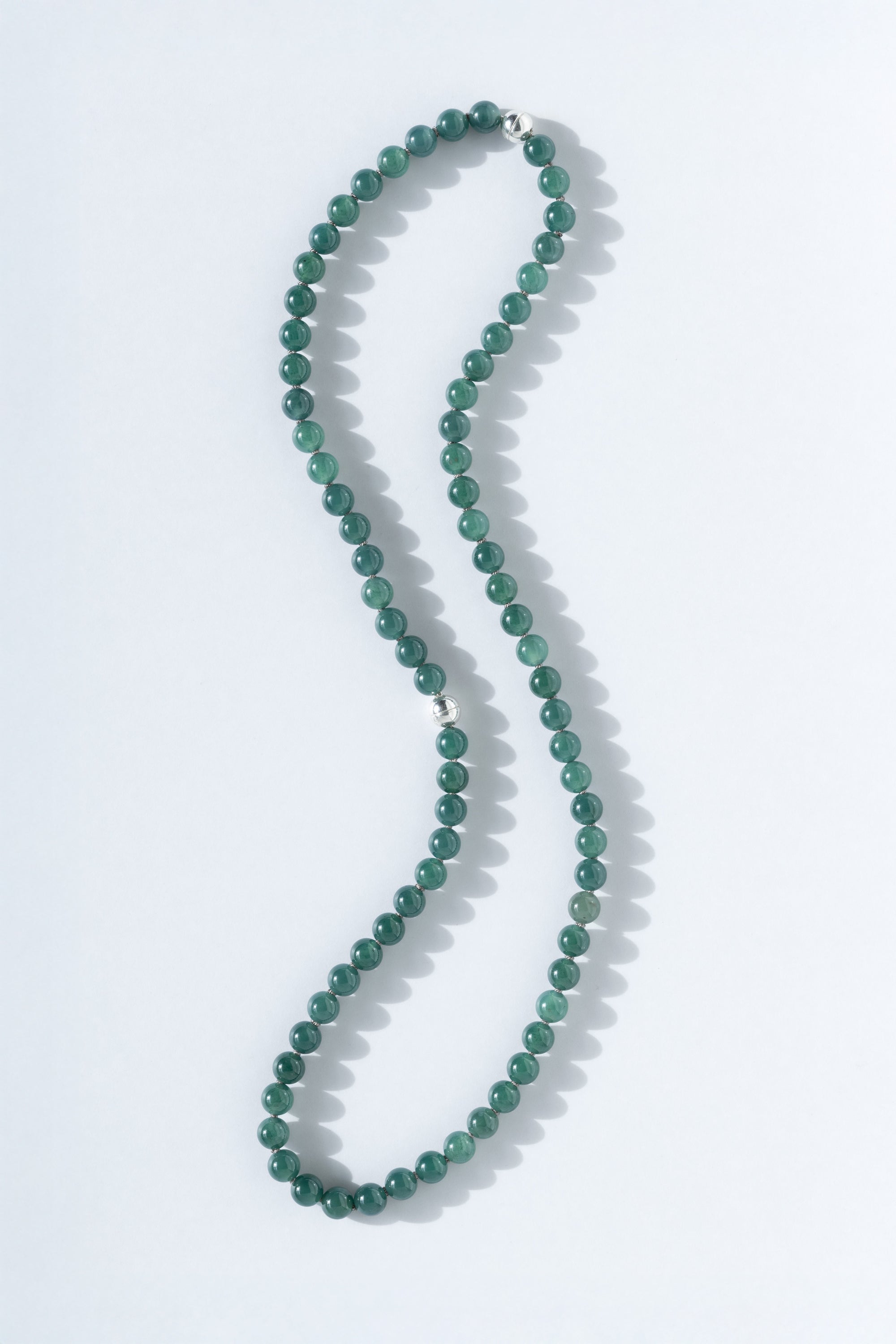Modern matriarch Ouvelle Bead Set Guatemalan Green Blue Jade Necklace Bracelet Linked
