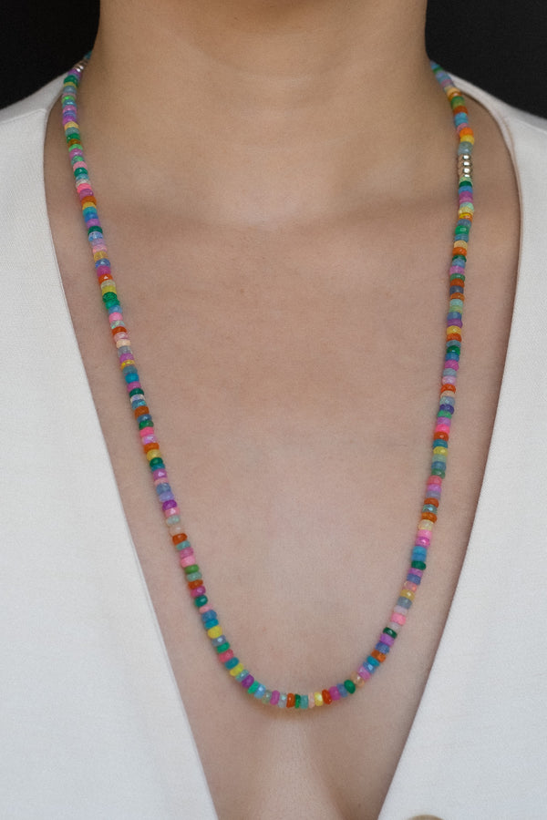 Ouvelle Bead Baby Rainbow Opal Necklace Set on Model
