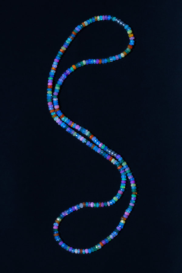 Ouvelle Bead Baby Beaded Opal Rainbow linked Necklace & Bracelet Set on black background
